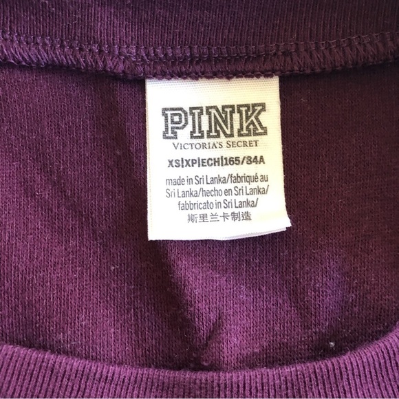 Victoria Secret Pink Spelled Out Fleece Plum Pullover Size XS - Picture 4 of 8